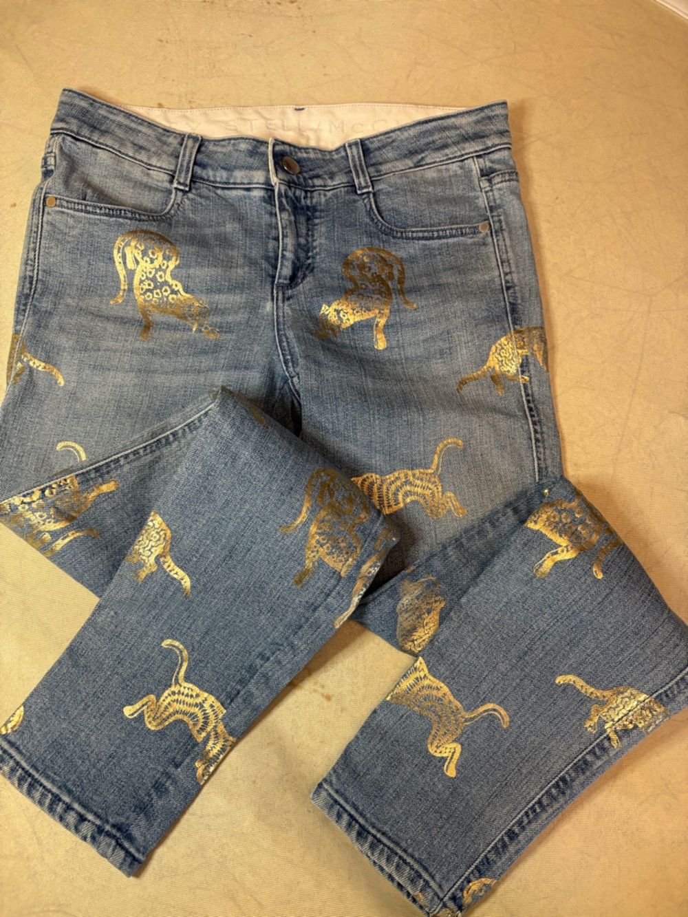 Stella McCartney Foil Wildcat Boyfriend Jeans